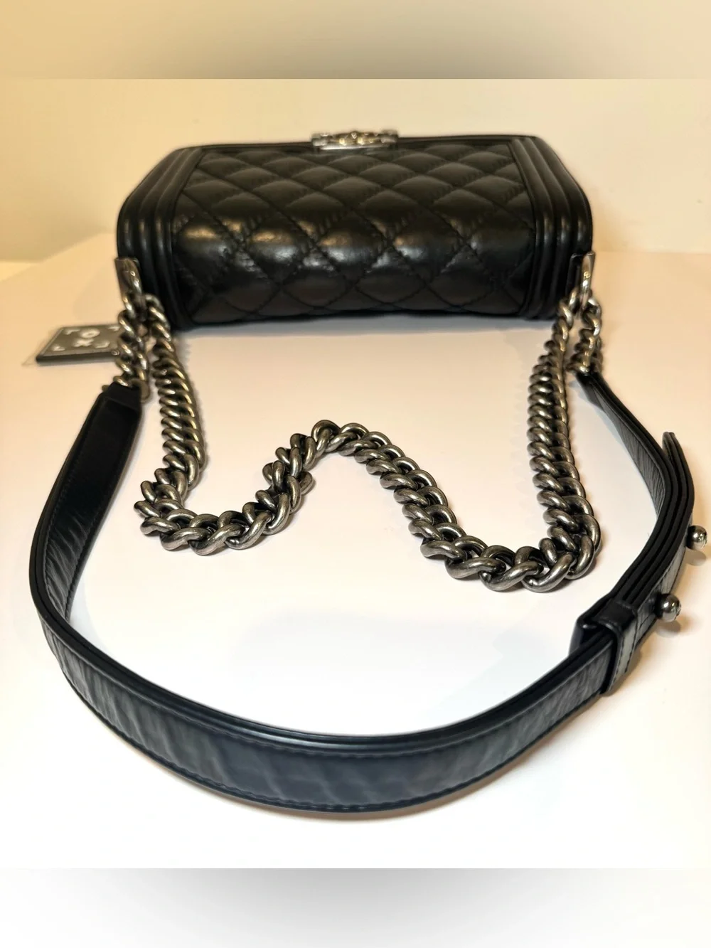 Chanel Quilted Medium Boy Bag In Black Calfskin Leather W Ruthenium Hardware
